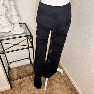 TRICIA FIX x Free People black Sheer‎ Textured Wide Leg Bohemian Pants Size XS